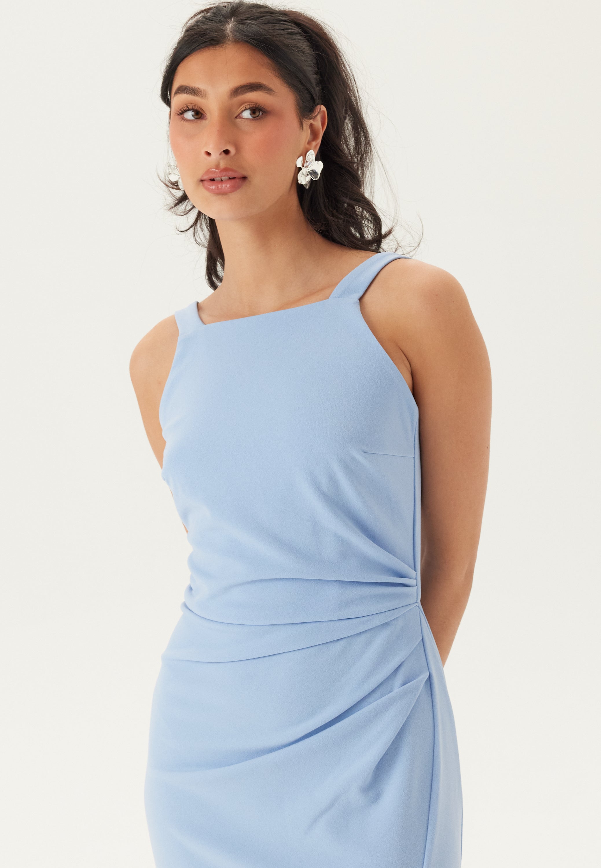 Bubbleroom occasion – Square Neck Slit Maxi Dress – Blue – Blue Bubbleroom occasion – Square Neck Slit Maxi Dress – Blue – Blue