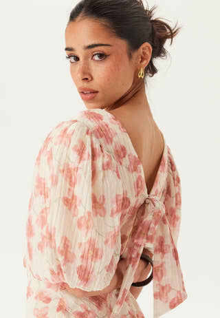 Structured Puff Sleeve Ankle Dress