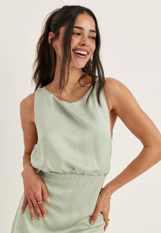 Tie Back Shawl Satin Dress