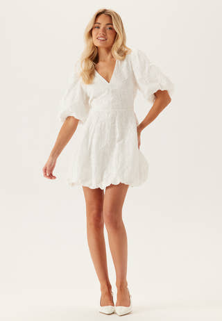 V-neck Bubble Hem Short Dress