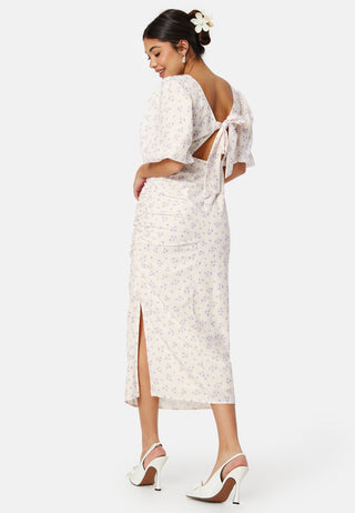 Puff Sleeve Bow Midi Dress