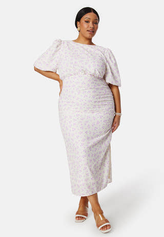 Puff Sleeve Bow Midi Dress