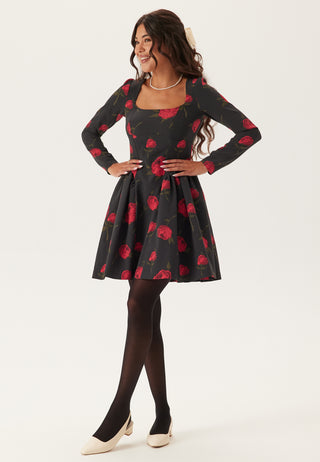 Volume Skirt Long Sleeve Mini Dress
