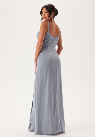 Waterfall Slit Satin Gown