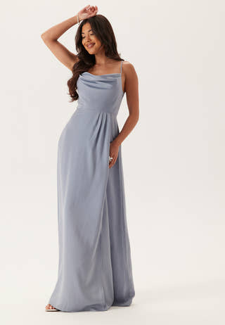 Waterfall Slit Satin Gown