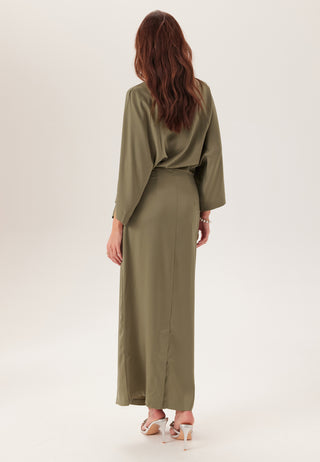Wide Sleeve Satin Ankle Dress
