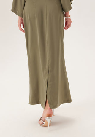 Wide Sleeve Satin Ankle Dress