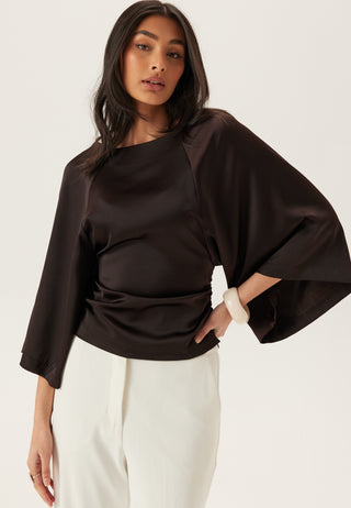 Wide Sleeve Satin Blouse