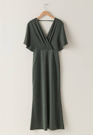 Wrap Satin Ankle Dress
