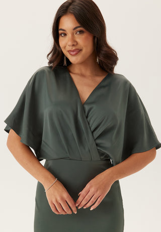 Wrap Satin Ankle Dress