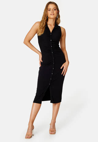 Philippa drapy button dress
