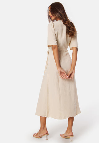 Linen Blend Wrap Dress