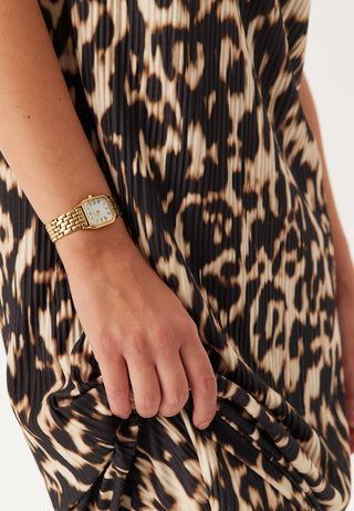 Pleated Cap Sleeve Dress