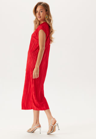 Pleated Cap Sleeve Dress