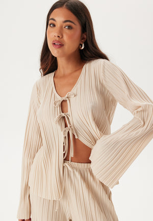 Pleated Tie Cardigan Top
