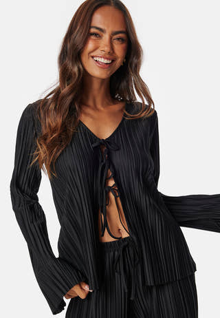 Pleated Tie Cardigan Top