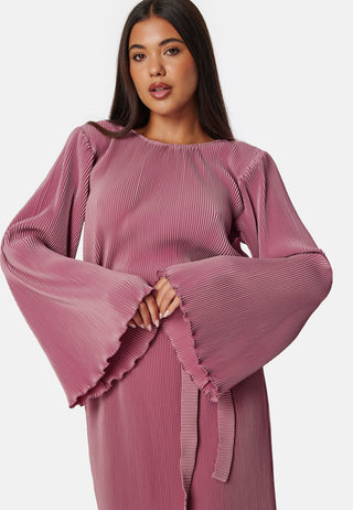 Pleated Tie Midi Dress