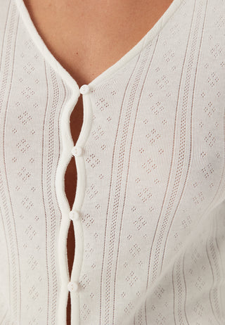 Pointelle Cardigan Top