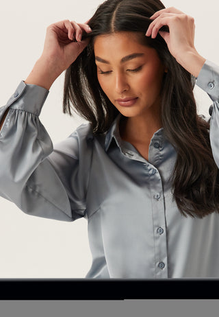 Puff Sleeve Satin Shirt