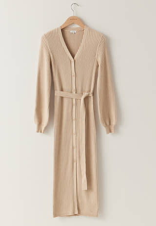 Rib Knitted Cardigan Dress