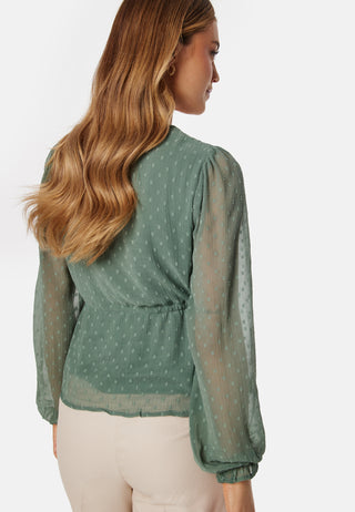 Dobby Dot V-neck Blouse