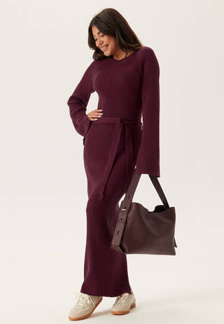 Round Neck Rib Knitted Maxi Dress