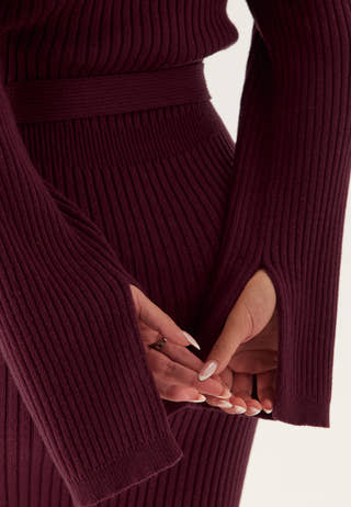 Round Neck Rib Knitted Maxi Dress