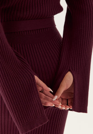 Round Neck Rib Knitted Maxi Dress