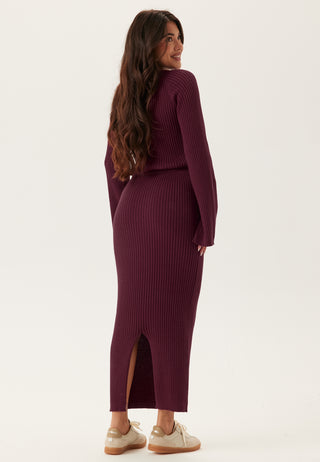 Round Neck Rib Knitted Maxi Dress