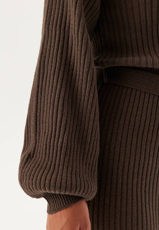 Round Neck Rib Knitted Midi Dress