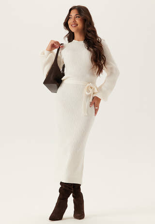 Round Neck Rib Knitted Midi Dress