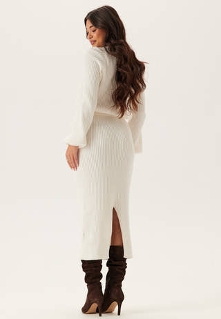 Round Neck Rib Knitted Midi Dress