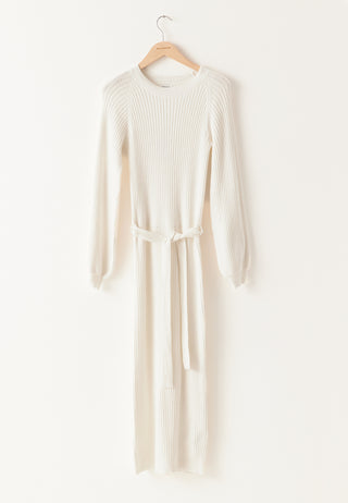 Round Neck Rib Knitted Midi Dress