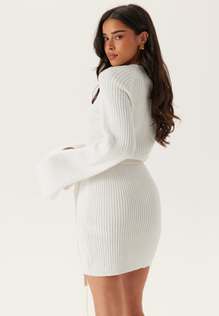 Round Neck Rib Knitted Short Dress