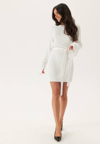 Round Neck Rib Knitted Short Dress