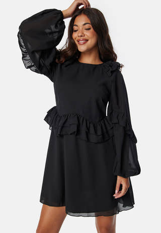 Round Neck Short Frill Dress