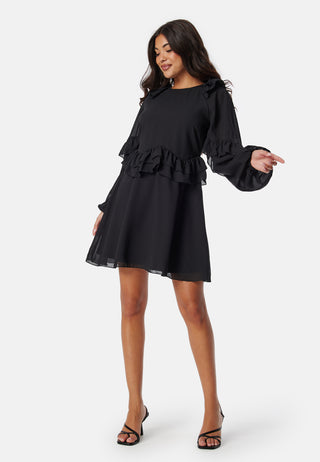 Round Neck Short Frill Dress