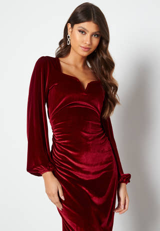 Rudina puff sleeve velvet dress