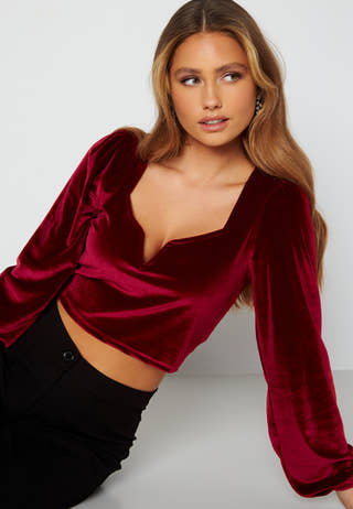Rudina puff sleeve velvet top