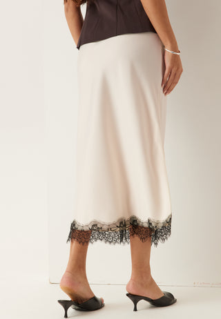 Satin Lace Midi Skirt