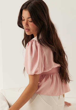 Satin Short Sleeve Blouse