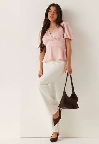Satin Short Sleeve Blouse