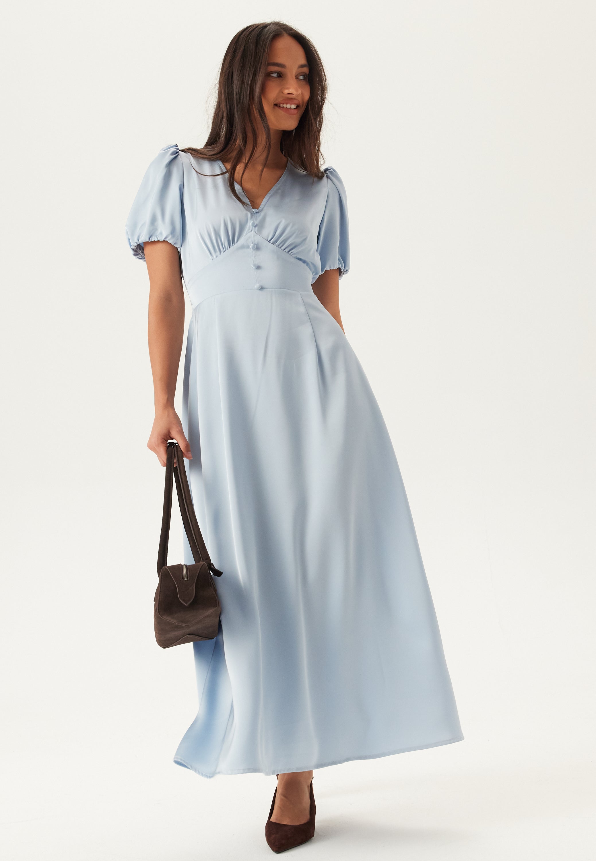 satin short sleeve maxi dress The Andamane