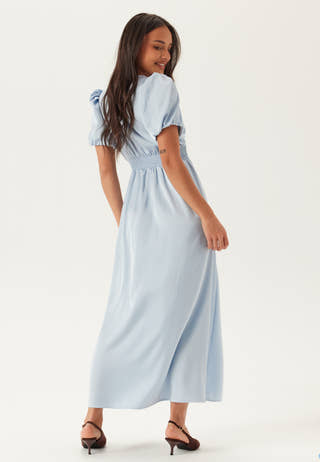 Satin Short Sleeve Maxi Dress