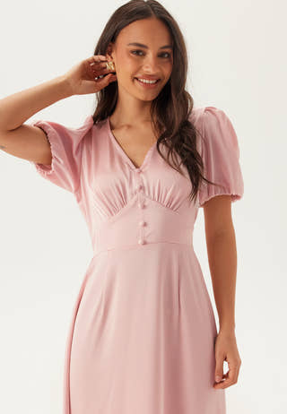 Satin Short Sleeve Maxi Dress
