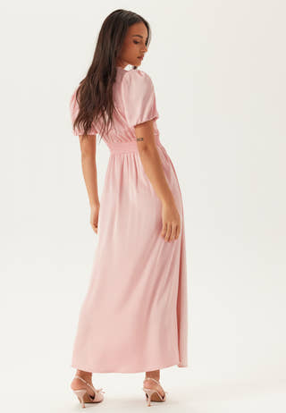 Satin Short Sleeve Maxi Dress