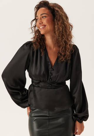 Satin V-neck Blouse