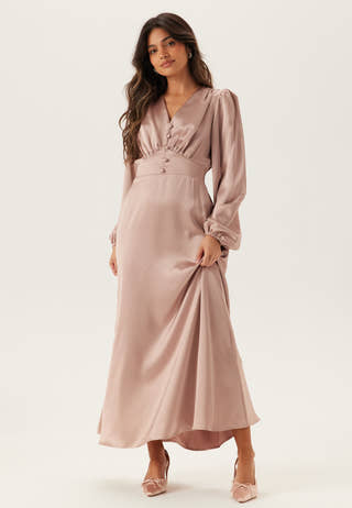 Satin V-neck Maxi Dress