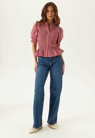 Short Sleeve Cotton Smock Blouse