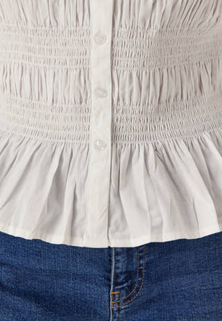 Short Sleeve Cotton Smock Blouse